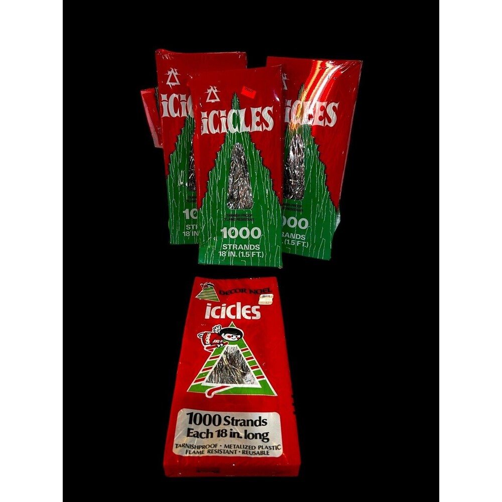Vintage Foil Tinsel 1000 Stand ICICLES Christmas Tree Decoration 4 NOS Boxes